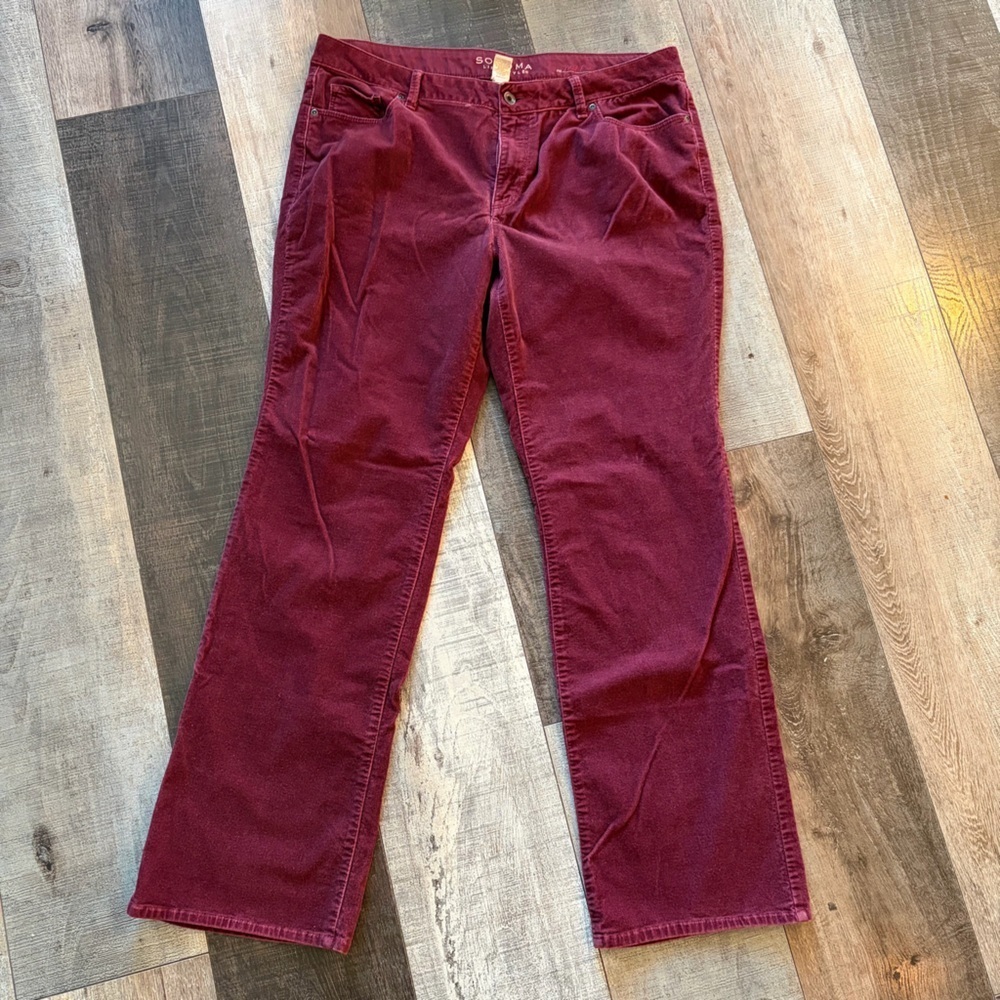 Sonoma Life + Style Burgundy Corduroy Bootcut Pants Size 14